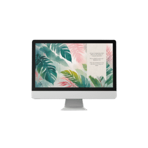 Christian Devotional Desktop Wallpaper for New Parents – 4K Watercolor Tropical Design with Canvas Brush Stroke Digital Download