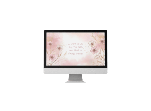 30 Day Auto Changing Confidence Affirmation Desktop Wallpaper – 4K Blush Pink Floral Line Art Digital Download