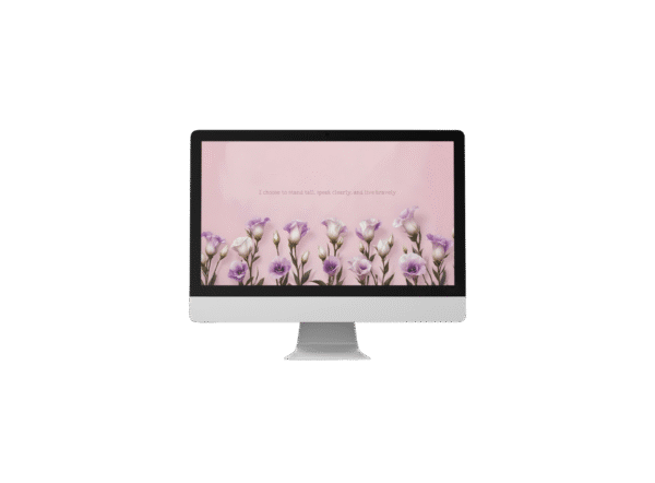 Confidence Affirmation Desktop Wallpaper – 30 Day Auto Changing 4K Purple and White Lisianthus Digital Download