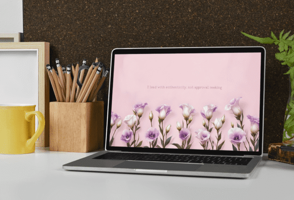 Confidence Affirmation Desktop Wallpaper – 30 Day Auto Changing 4K Purple and White Lisianthus Digital Download - Image 4