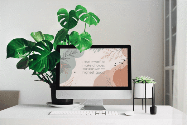30 Day Auto Changing Confidence Affirmation Desktop Wallpaper – 4K Sage and Pale Red Forest Art Digital Download - Image 2