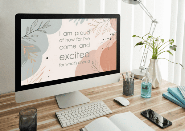 30 Day Auto Changing Confidence Affirmation Desktop Wallpaper – 4K Sage and Pale Red Forest Art Digital Download - Image 3