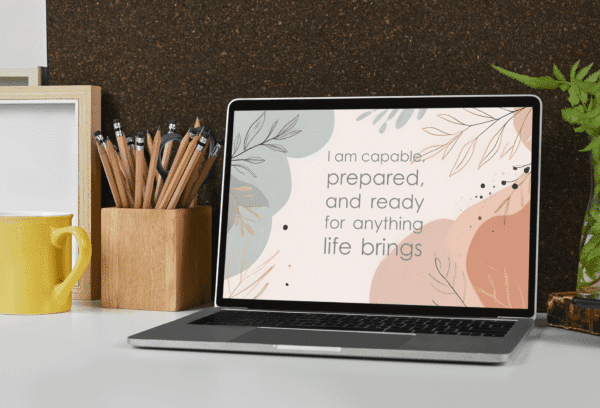 30 Day Auto Changing Confidence Affirmation Desktop Wallpaper – 4K Sage and Pale Red Forest Art Digital Download - Image 4