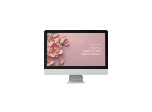 30 Day Auto Changing Confidence Affirmation Desktop Wallpaper – 4K Mongolia Flowers on Pink Background Digital Download
