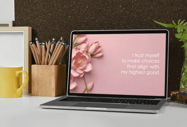 30 Day Auto Changing Confidence Affirmation Desktop Wallpaper – 4K Mongolia Flowers on Pink Background Digital Download - Image 4