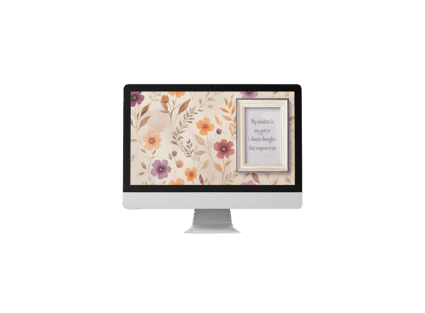 30 Day Auto Changing Confidence Affirmation Desktop Wallpaper – 4K Vintage Floral with White Frame Digital Download