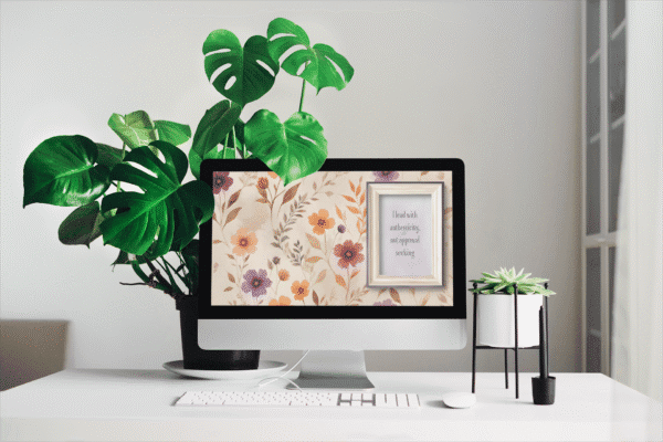 30 Day Auto Changing Confidence Affirmation Desktop Wallpaper – 4K Vintage Floral with White Frame Digital Download - Image 2