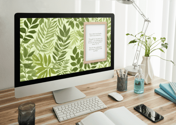 Christian Devotional Desktop Wallpaper for Divorce or Separation – 4K Watercolor Forest with Wooden Frame Digital Download - Image 3
