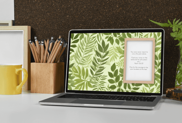 Christian Devotional Desktop Wallpaper for Divorce or Separation – 4K Watercolor Forest with Wooden Frame Digital Download - Image 4