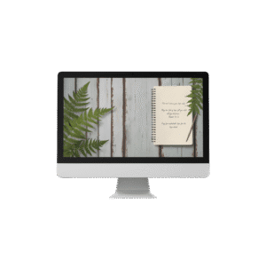Christian Devotional Desktop Wallpaper for Divorce or Separation – 4K Fern Leaves and Journal on Wood Table Digital Download