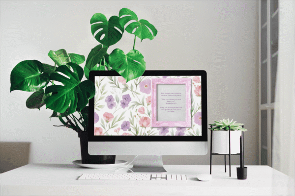 30 Day Auto Changing Christian Devotional Desktop Wallpaper – Empty Nest / Kids Leaving Home – 4K Watercolor Floral with Pink Frame - Image 2