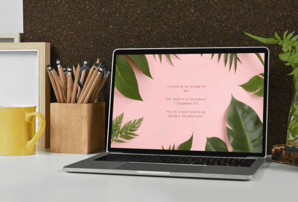 30 Day Auto Changing Christian Devotional Desktop Wallpaper – Empty Nest Theme – 4K Tropical Leaves on Pink Background Digital Download - Image 4