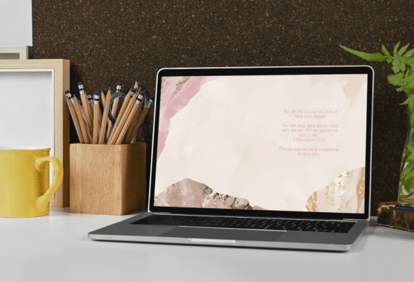 30-Day Auto Changing Christian Devotional Desktop Wallpaper – Empty Nest Support – 4K Blush Marble and Gold Digital Download - Image 4