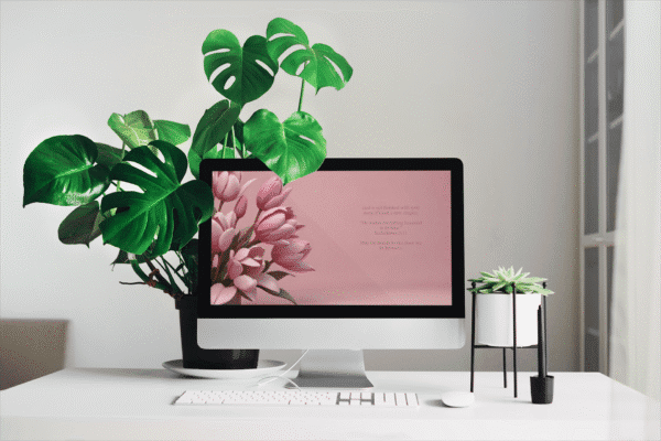 30 Day Auto Changing Christian Devotional Desktop Wallpaper – Empty Nest Support with Pink Tulips – 4K Digital Download - Image 2
