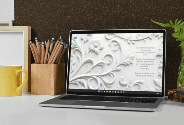 30 Day Auto Changing Devotional Desktop Wallpaper Pack for Getting Married — 3D Royal Floral White Vintage Texture 4K Backgrounds - Image 4
