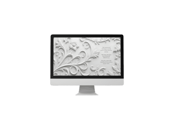 30 Day Auto Changing Devotional Desktop Wallpaper Pack for Getting Married — 3D Royal Floral White Vintage Texture 4K Backgrounds