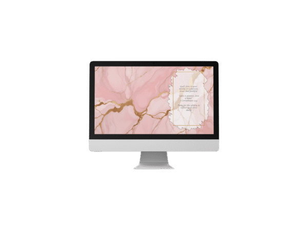 30 Day Auto Changing Devotional Desktop Wallpaper Pack for Getting Married — Pink Marble with Gold Accents 4K Backgrounds
