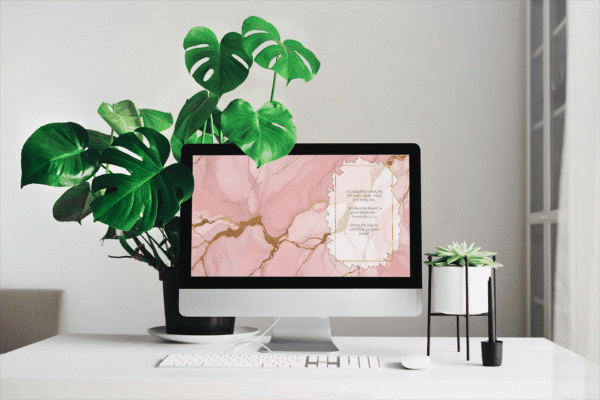30 Day Auto Changing Devotional Desktop Wallpaper Pack for Getting Married — Pink Marble with Gold Accents 4K Backgrounds - Image 2