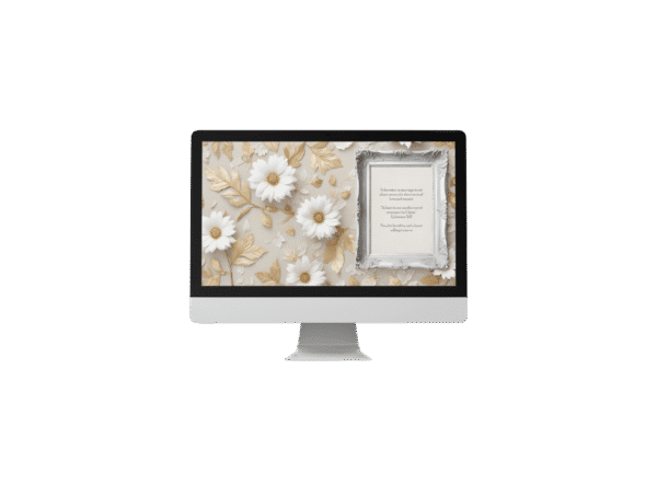 30 Day Auto Changing Devotional Desktop Wallpaper Pack for Getting Married — Vintage Gold White Floral 4K Backgrounds