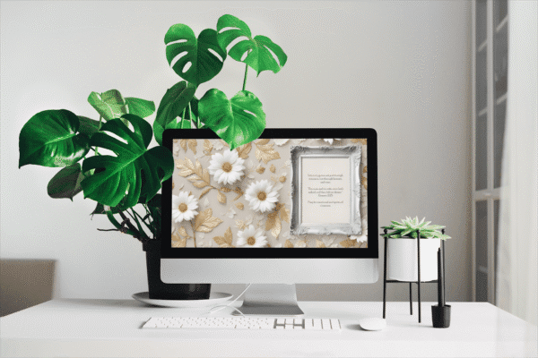 30 Day Auto Changing Devotional Desktop Wallpaper Pack for Getting Married — Vintage Gold White Floral 4K Backgrounds - Image 2