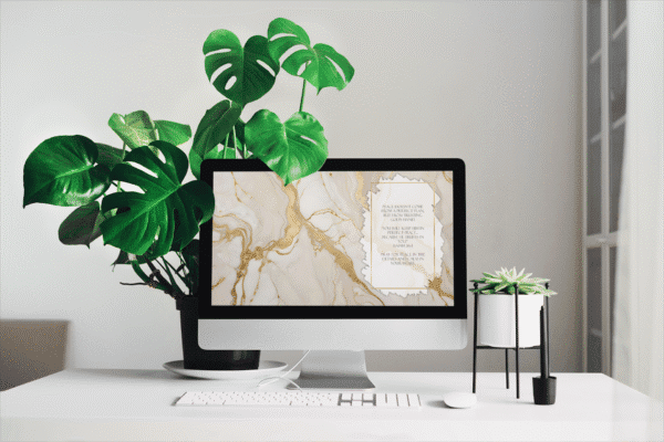 30 Day Auto Changing Devotional Desktop Wallpaper Pack for Getting Married — White Marble with Gold Accents 4K Backgrounds - Image 2
