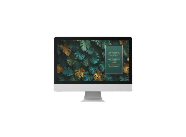 30 Day Auto Changing Devotional Desktop Wallpaper Pack for Grieving a Loss — Rainforest Monstera Gold Frame 4K Backgrounds