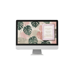 30 Day Auto Changing Devotional Desktop Wallpaper Pack for Grieving a Loss — Tropical Watercolor Monstera Leaves with Wooden Frame 4K Backgrounds