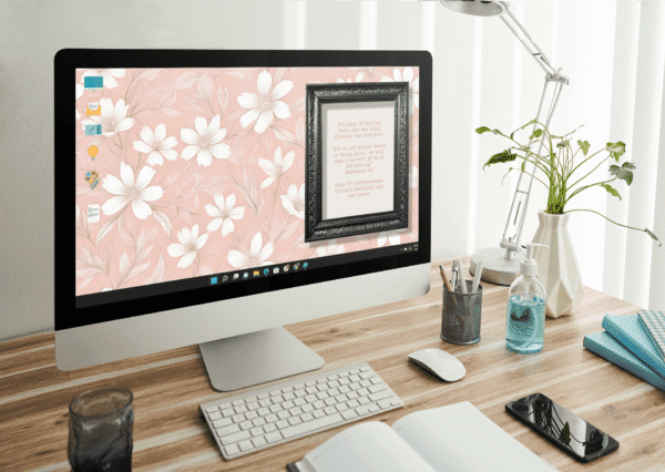 30 Day Auto Changing Devotional Desktop Wallpaper Pack for Grieving a Loss — Vintage Floral Pink 4K Backgrounds - Image 3