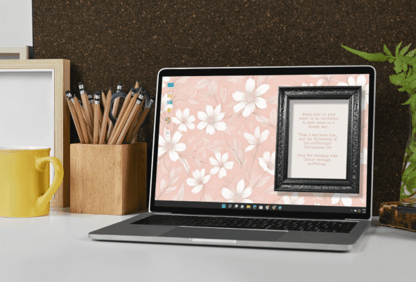 30 Day Auto Changing Devotional Desktop Wallpaper Pack for Grieving a Loss — Vintage Floral Pink 4K Backgrounds - Image 4