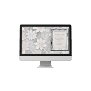 30 Day Auto Changing Devotional Desktop Wallpaper Pack for Grieving a Loss — Vintage White Floral Frame 4K Backgrounds