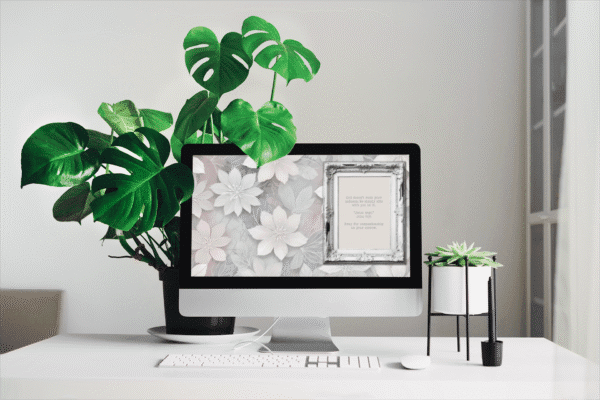 30 Day Auto Changing Devotional Desktop Wallpaper Pack for Grieving a Loss — Vintage White Floral Frame 4K Backgrounds - Image 2
