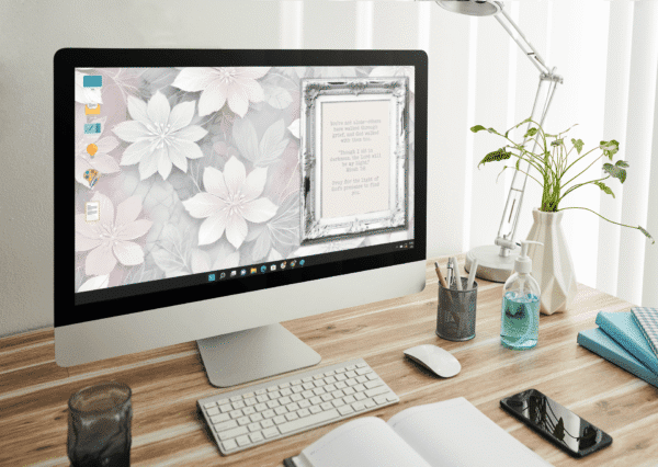 30 Day Auto Changing Devotional Desktop Wallpaper Pack for Grieving a Loss — Vintage White Floral Frame 4K Backgrounds - Image 3