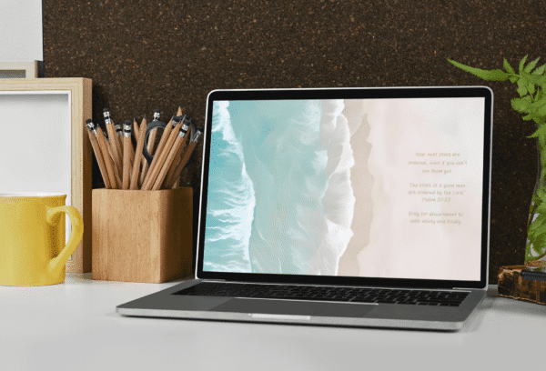 30 Day Auto Changing Christian Devotional Desktop Wallpaper – Losing a Job or Changing Careers – 4K Aerial Beach View Digital Download - Image 4