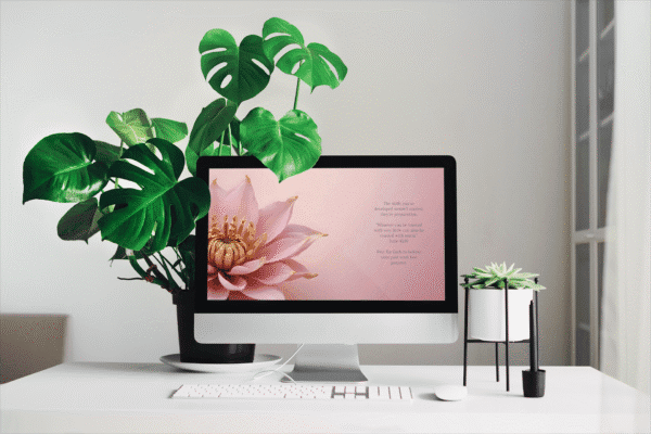 30 Day Auto Changing Christian Devotional Wallpaper – Losing a Job or Changing Careers – 4K Pink Flower Digital Download - Image 2