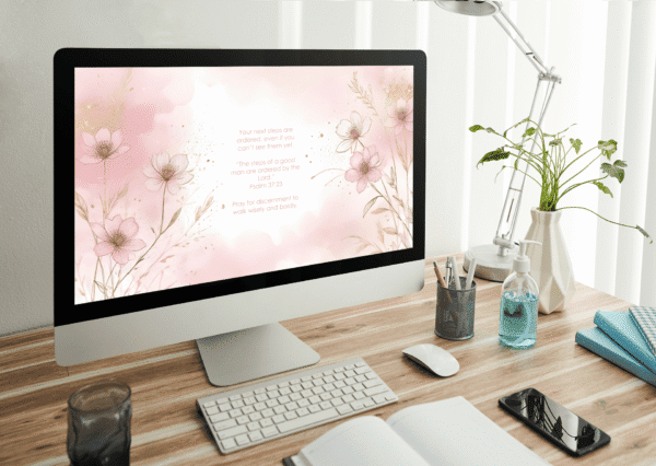 30 Day Auto Changing Christian Devotional Wallpaper – Losing a Job or Changing Careers – 4K Watercolor Blush Digital Download - Image 2