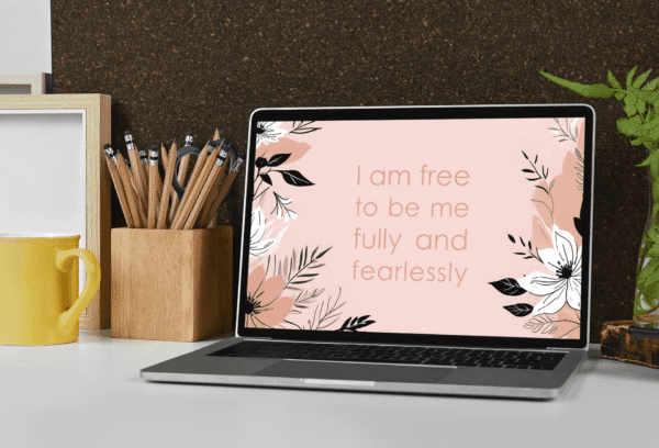 30 Day Auto Changing Self Love Affirmation Desktop Wallpaper – 4K Pastel Pink with Line Art Flowers Digital Download - Image 4