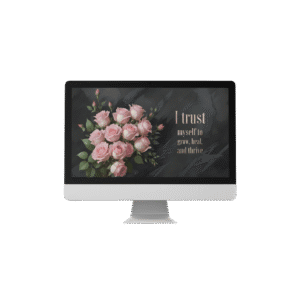30 Day Auto Changing Self Love Affirmation Desktop Wallpaper – 4K Pink Roses on Black Stone Background Digital Download