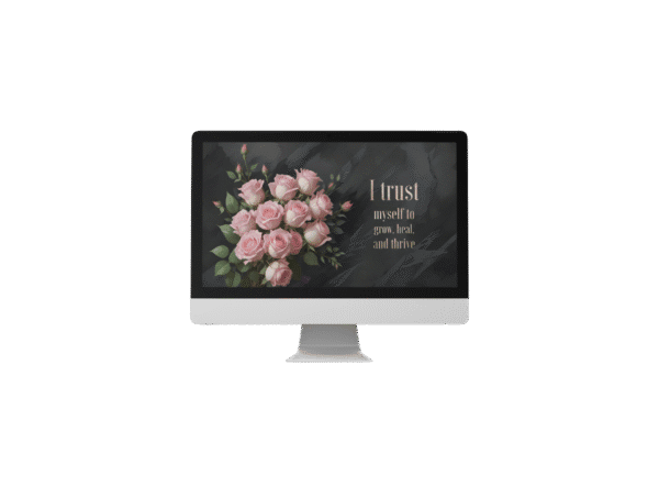 30 Day Auto Changing Self Love Affirmation Desktop Wallpaper – 4K Pink Roses on Black Stone Background Digital Download