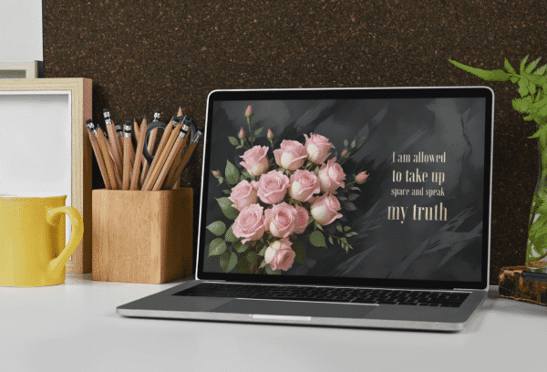 30 Day Auto Changing Self Love Affirmation Desktop Wallpaper – 4K Pink Roses on Black Stone Background Digital Download - Image 4