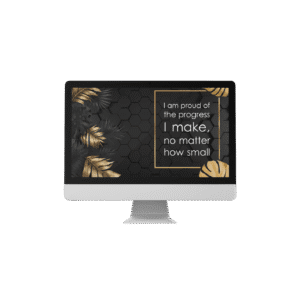 30 Day Auto Changing Affirmation Desktop Wallpaper Pack for Self Love — Tropical Gold Black & Gold Leaves on Hexagon Background 4K