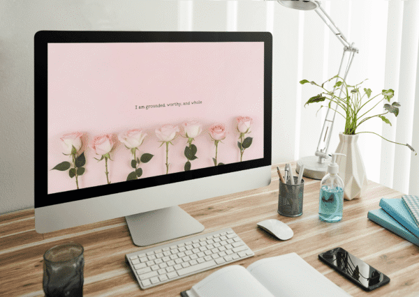 30-Day Auto Changing Self Love Affirmation Desktop Wallpaper – 4K Line of Roses Digital Download - Image 3
