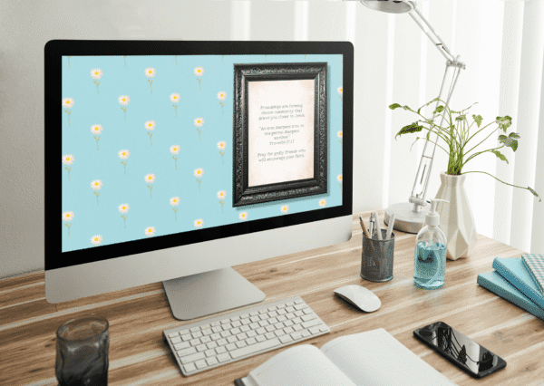 30 Day Auto Changing Christian Devotional Desktop Wallpaper – Starting College or University – 4K Daisy Background with Black Frame Digital Download - Image 3