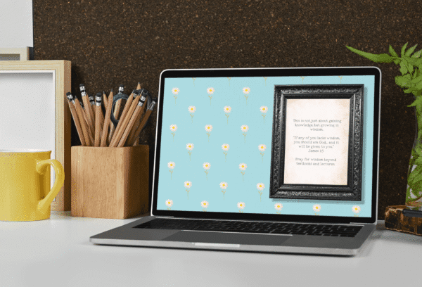 30 Day Auto Changing Christian Devotional Desktop Wallpaper – Starting College or University – 4K Daisy Background with Black Frame Digital Download - Image 4