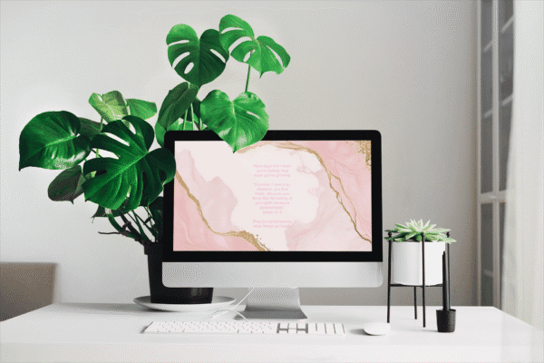 30 Day Auto Changing Christian Devotional Desktop Wallpaper – Starting College or University – 4K Pink and Gold Marble Digital Download - Image 2