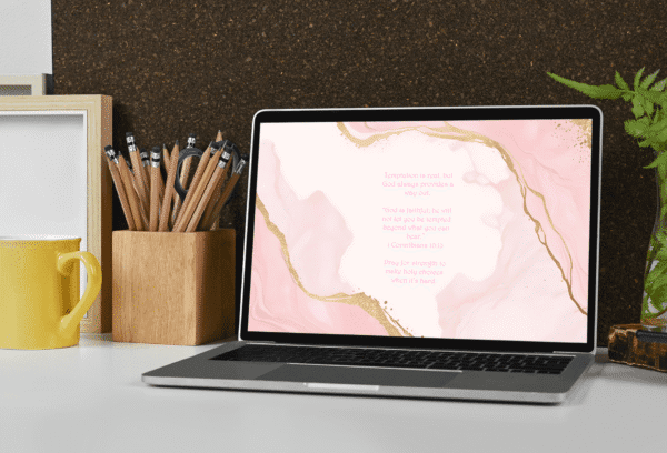 30 Day Auto Changing Christian Devotional Desktop Wallpaper – Starting College or University – 4K Pink and Gold Marble Digital Download - Image 4