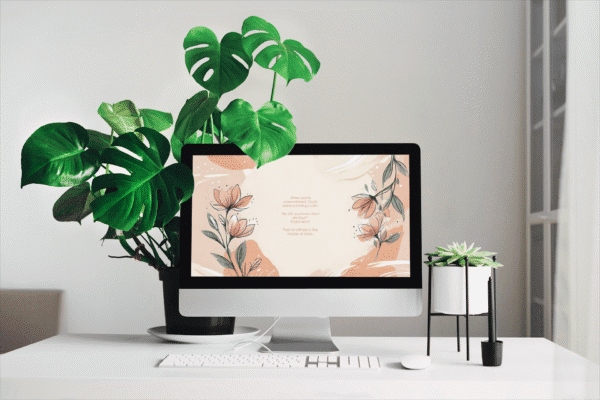 30 Day Auto Changing Christian Devotional Desktop Wallpaper – Starting a New Job – 4K Abstract Floral Line Art Digital Download - Image 2