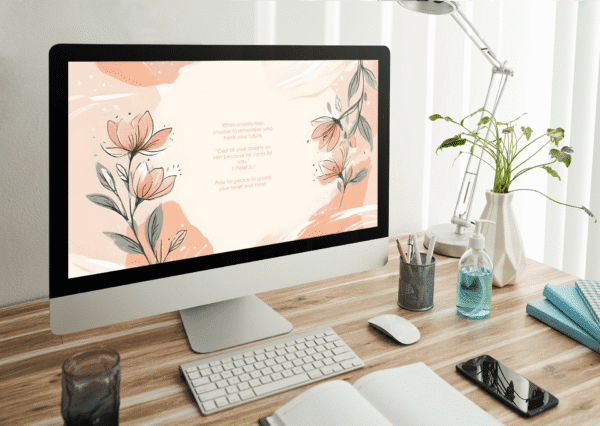 30 Day Auto Changing Christian Devotional Desktop Wallpaper – Starting a New Job – 4K Abstract Floral Line Art Digital Download - Image 3