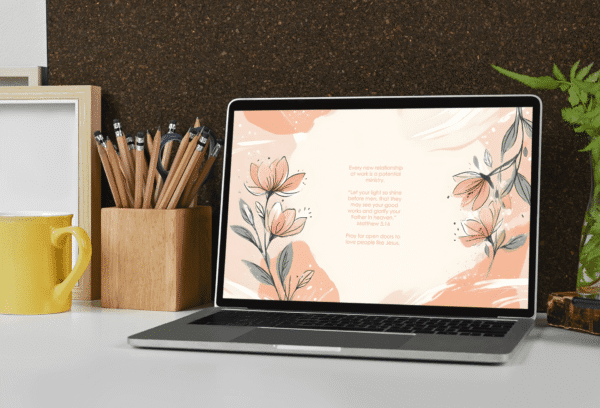 30 Day Auto Changing Christian Devotional Desktop Wallpaper – Starting a New Job – 4K Abstract Floral Line Art Digital Download - Image 4