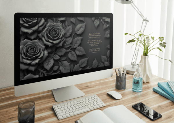 30 Day Auto Changing Christian Devotional Desktop Wallpaper – Starting a New Job – 4K Black Rose Theme Digital Download - Image 3