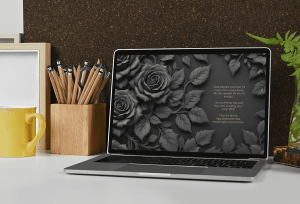 30 Day Auto Changing Christian Devotional Desktop Wallpaper – Starting a New Job – 4K Black Rose Theme Digital Download - Image 4